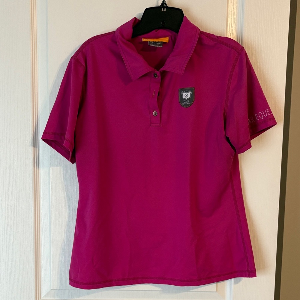 Asmar Equestrian Pink Short Sleeve Large Polo Shirt